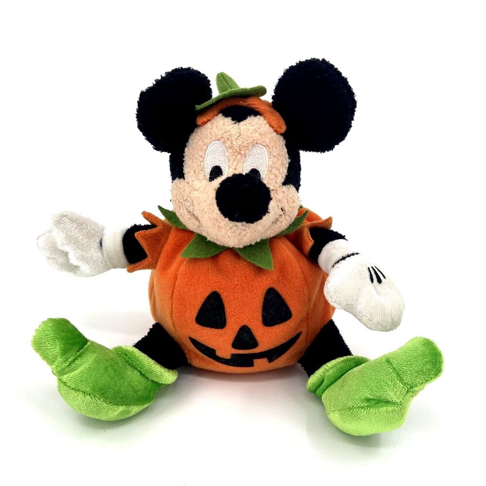 Disney Store Mickey Mouse Halloween Pumpkin Plush Stuffed Animal Toy 6"